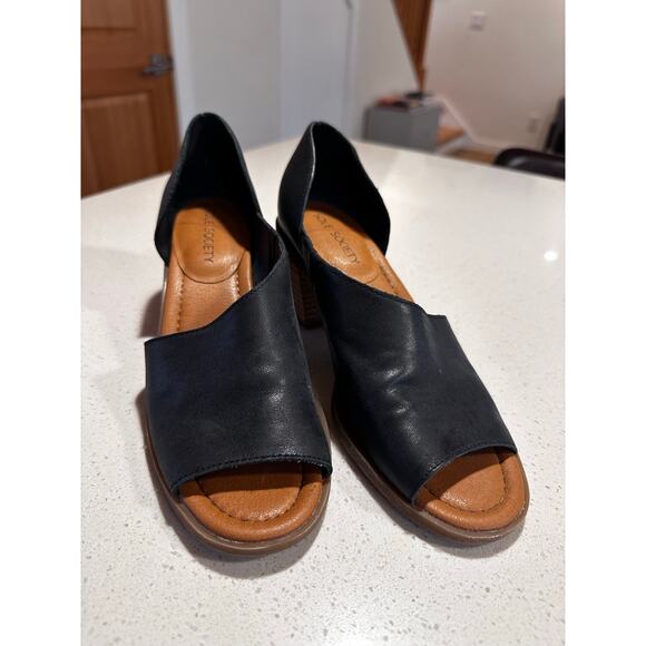 Sole Society Black Slip On Open Toe Heels Women's Size 8 - Picture 4 of 7